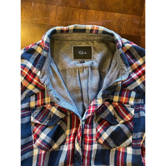 Rails Red And Blue Plaid Long Sleeve Button Down Collared Flannel Shirt Size S - Picture 9 of 9